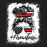 Fire Wife Life Firefighter 4th Of July US Messy Bun Bleached Tumbler thumb 3
