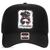 Fire Wife Life Firefighter 4th Of July US Messy Bun Bleached Hat thumb 0