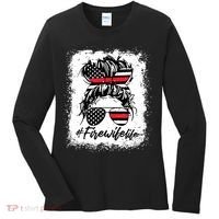 Fire Wife Life Firefighter 4th Of July US Messy Bun Bleached Women's Long Sleeve Shirt thumb 0