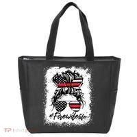 Fire Wife Life Firefighter 4th Of July US Messy Bun Bleached Tote Bag thumb 0