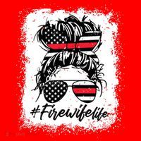 Fire Wife Life Firefighter 4th Of July US Messy Bun Bleached Santa Hat thumb 1