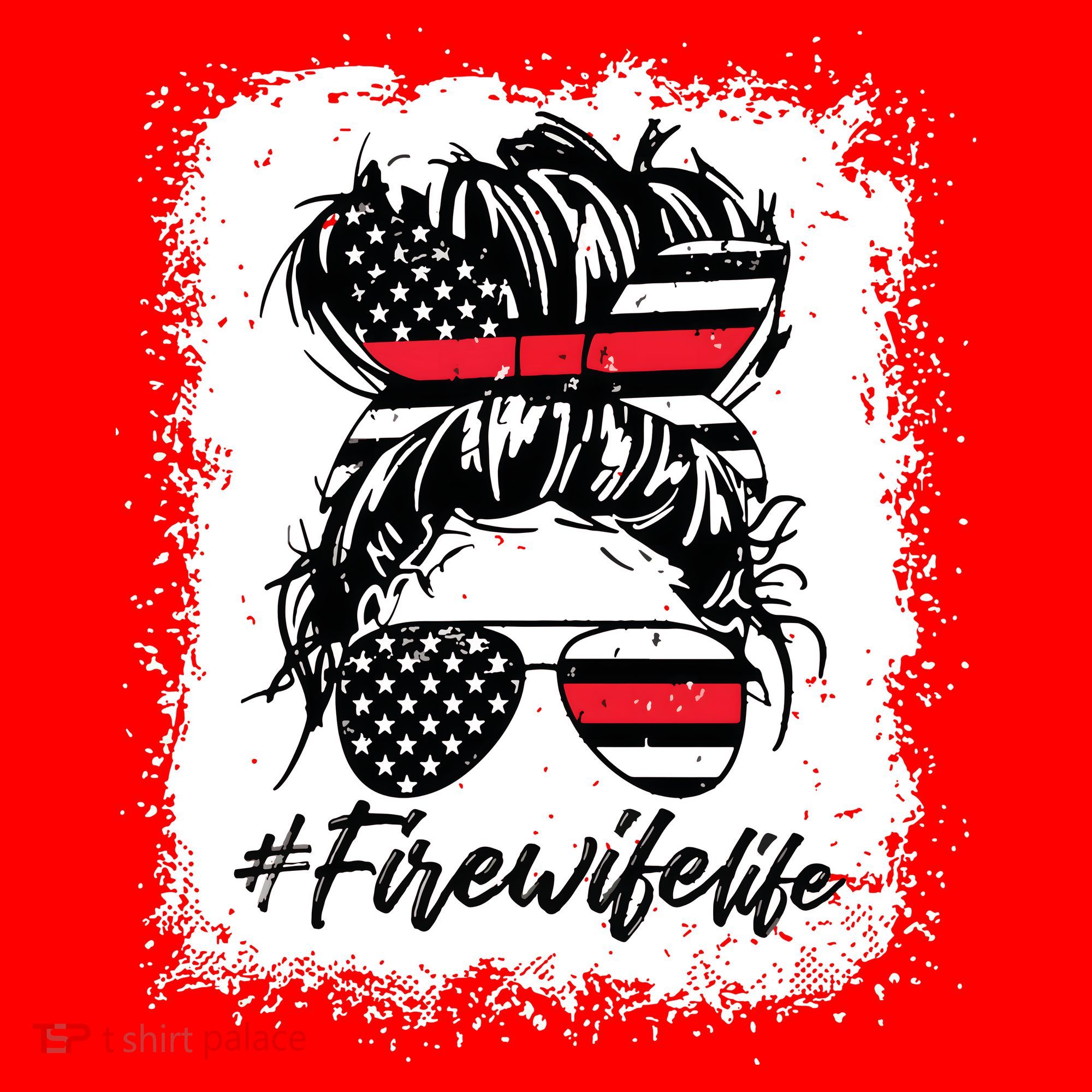 Fire Wife Life Firefighter 4th Of July US Messy Bun Bleached Santa Hat