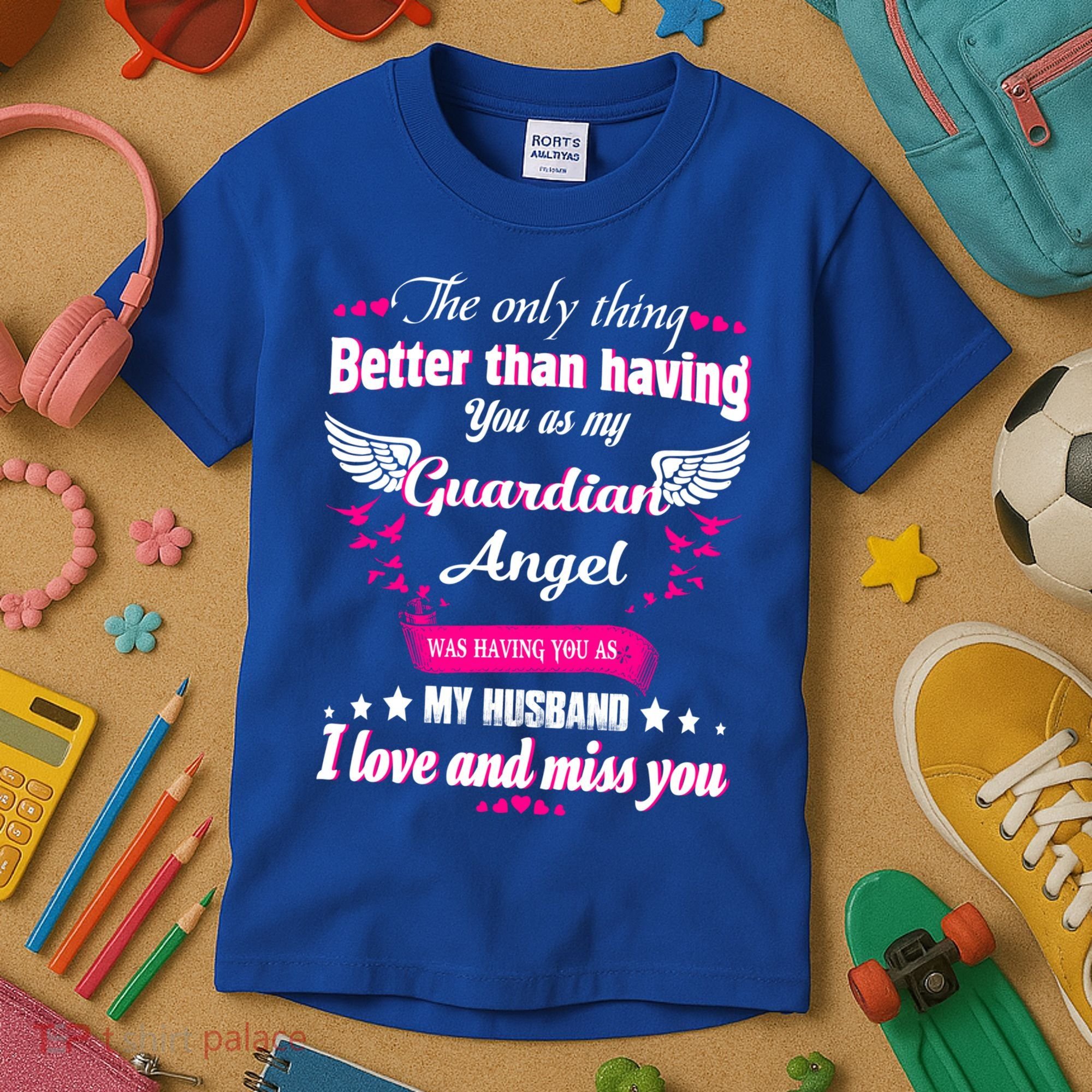 For Wives Loss Husband In Memorial Loving Husband In Heaven Gift Kids T-Shirt