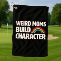 Funny Weird Moms Build Characters Golf Towel thumb 1