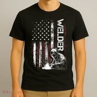 Funny Welder Mif Vintage Usa American Flag Welding T-Shirt thumb 3