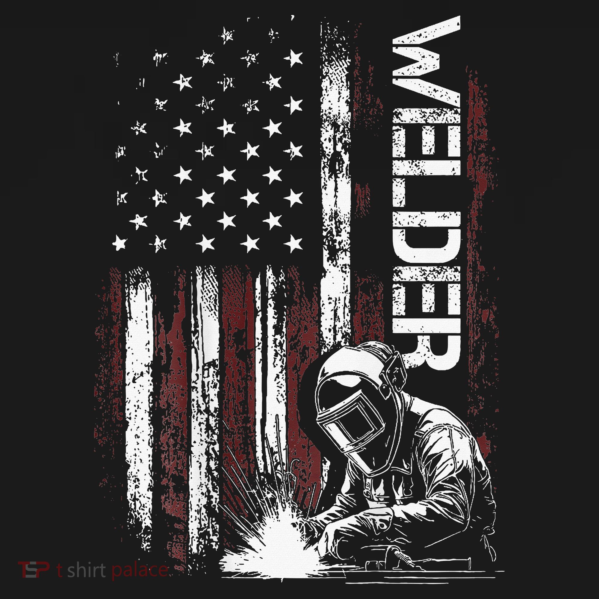 Funny Welder Mif Vintage Usa American Flag Welding T-Shirt