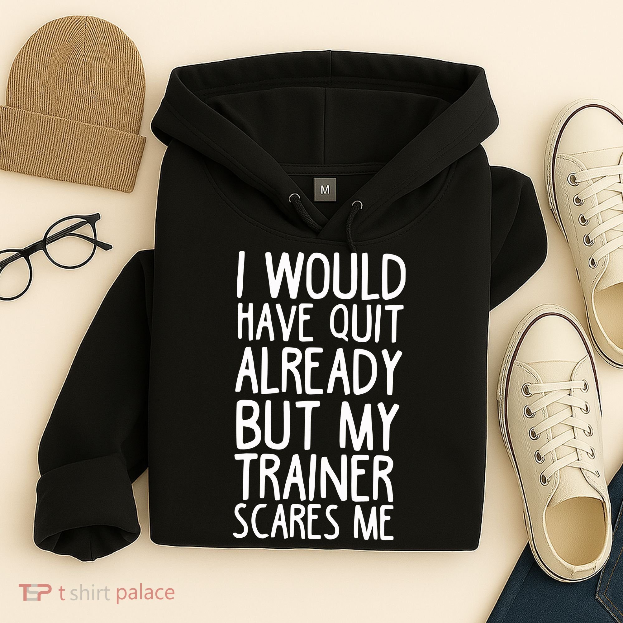 Funny Workout My Trainer Scares Me Funny Gym Hoodie