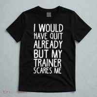 Funny Workout My Trainer Scares Me Funny Gym T-Shirt thumb 5