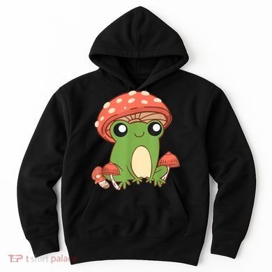 Frog With Mushroom Hat Cute Cottagecore Aesthetic Hoodie