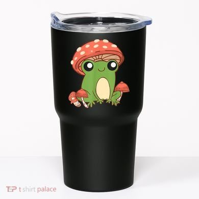 Frog With Mushroom Hat Cute Cottagecore Aesthetic Tumbler