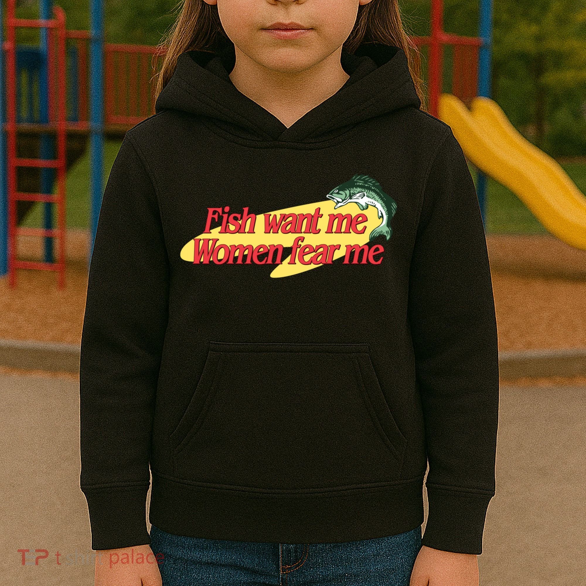 Fish Want Me Women Fear Me Kids Hoodie