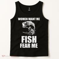 Fish Want Me, Women Fear Me Meme Tank Top thumb 2