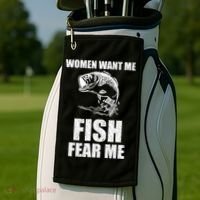 Fish Want Me, Women Fear Me Meme Golf Towel thumb 2