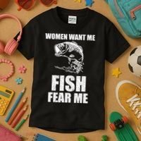 Fish Want Me, Women Fear Me Meme Kids T-Shirt thumb 3