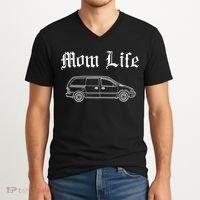 Funny Womens Mom Life Gangsta Minivan Gift Funny Gift For Busy Moms V-Neck T-Shirt thumb 2