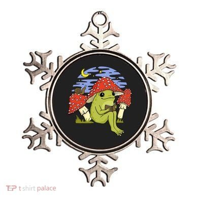 Frog With Mushroom Hat Cottagecore Goblincore Book Lover Ornament