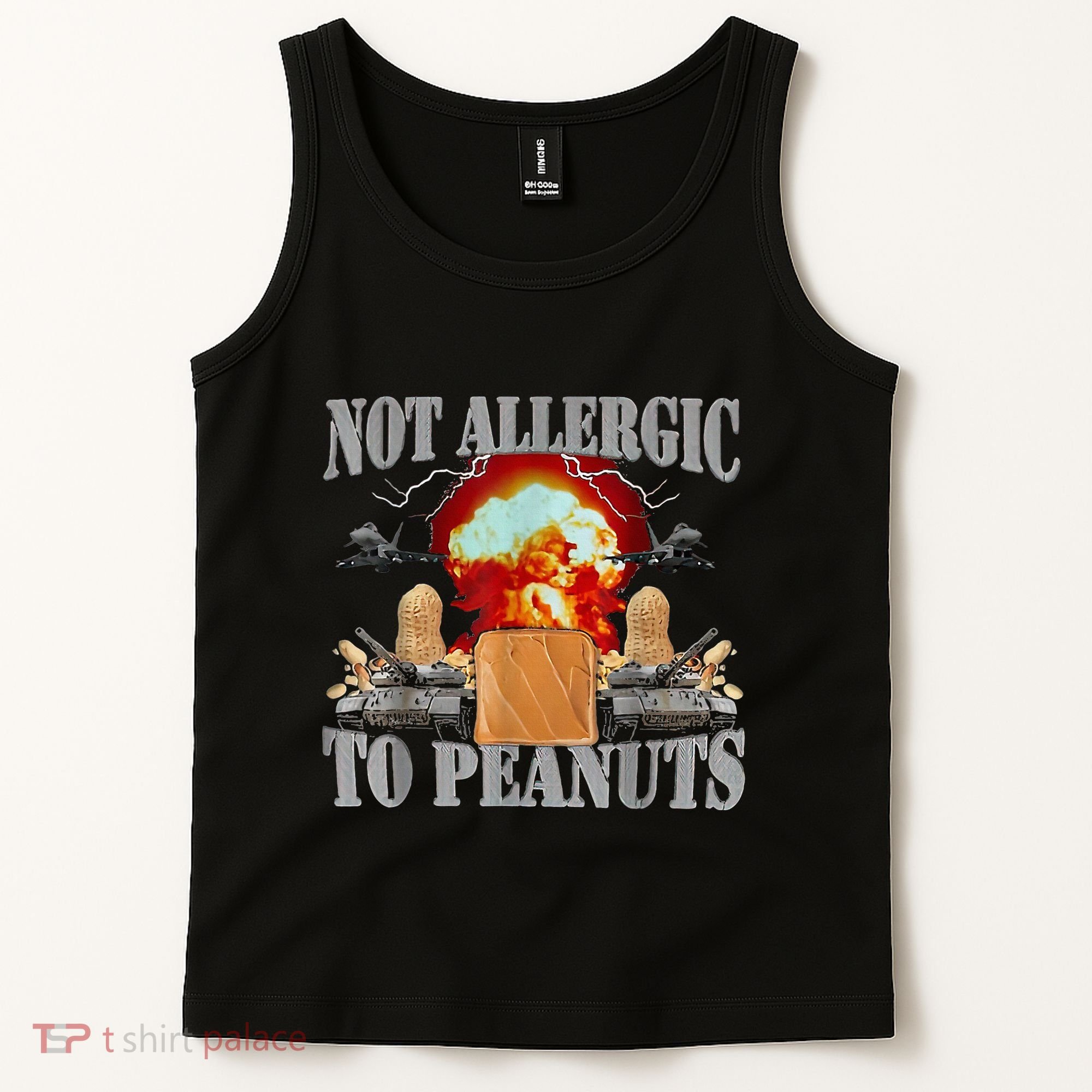 Funny Weird Meme Not Allergic To Peanut Cursed Peanut Butter Tank Top