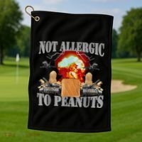 Funny Weird Meme Not Allergic To Peanut Cursed Peanut Butter Golf Towel thumb 1