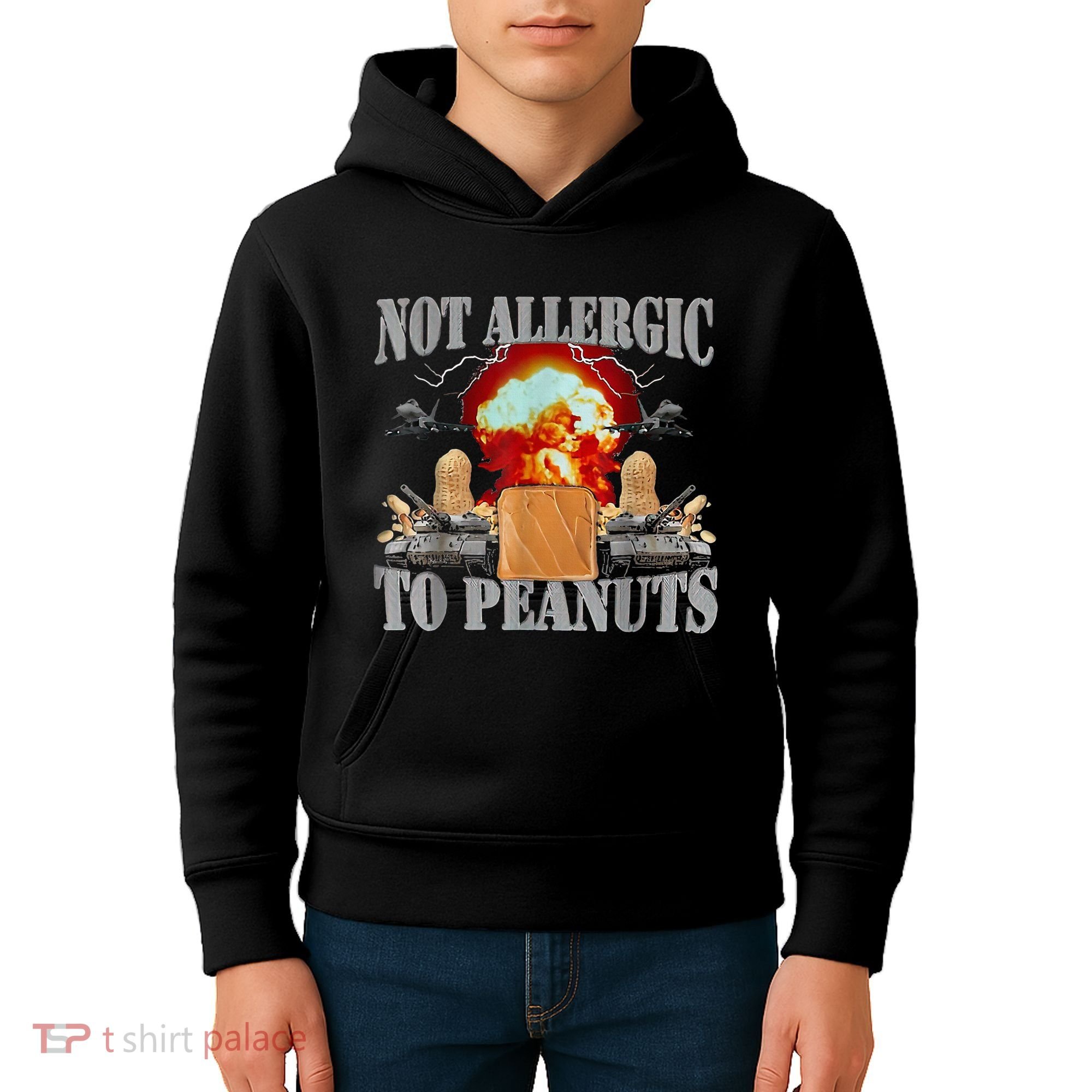 Funny Weird Meme Not Allergic To Peanut Cursed Peanut Butter Kids Hoodie