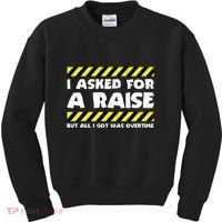 Funny Work Meme Working Overtime Funny Factory Worker Kids Sweatshirt thumb 0