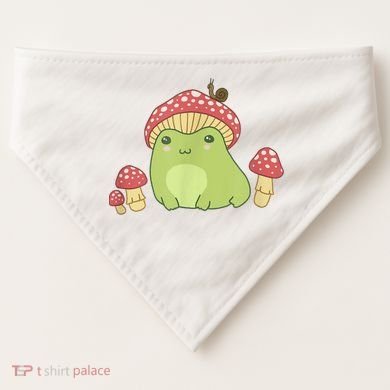 Frog With Mushroom Hat & Snail Cottagecore Aesthetic USA-Made Doggie Bandana