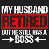 Funny Wife My Husband Retired But He Still Has A Boss Gift Golf Towel thumb 3