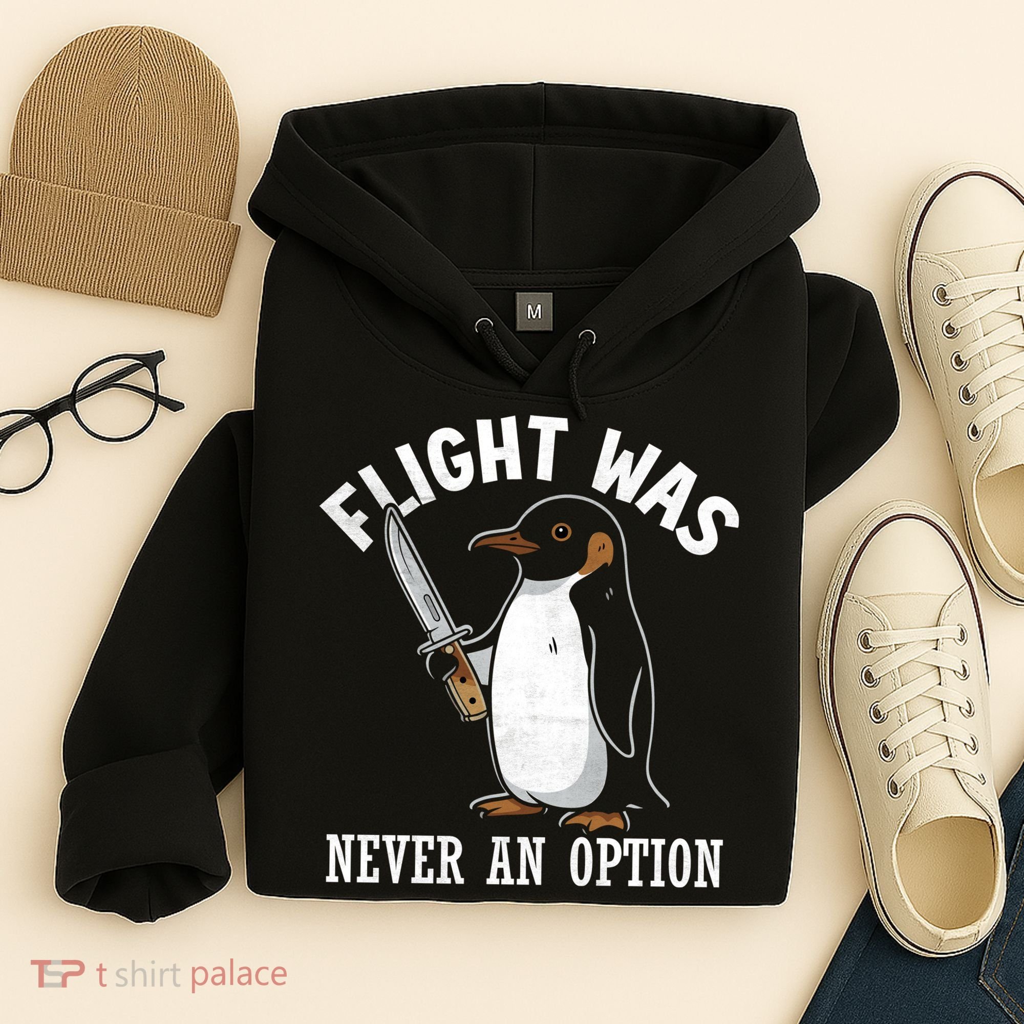 Flight Was Never An Option Funny Penguin Meme Hoodie