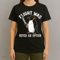 Flight Was Never An Option Funny Penguin Meme T-Shirt thumb 4