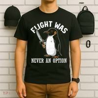 Flight Was Never An Option Funny Penguin Meme T-Shirt thumb 6