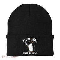 Flight Was Never An Option Funny Penguin Meme Beanie thumb 0