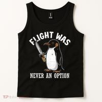 Flight Was Never An Option Funny Penguin Meme Tank Top thumb 2