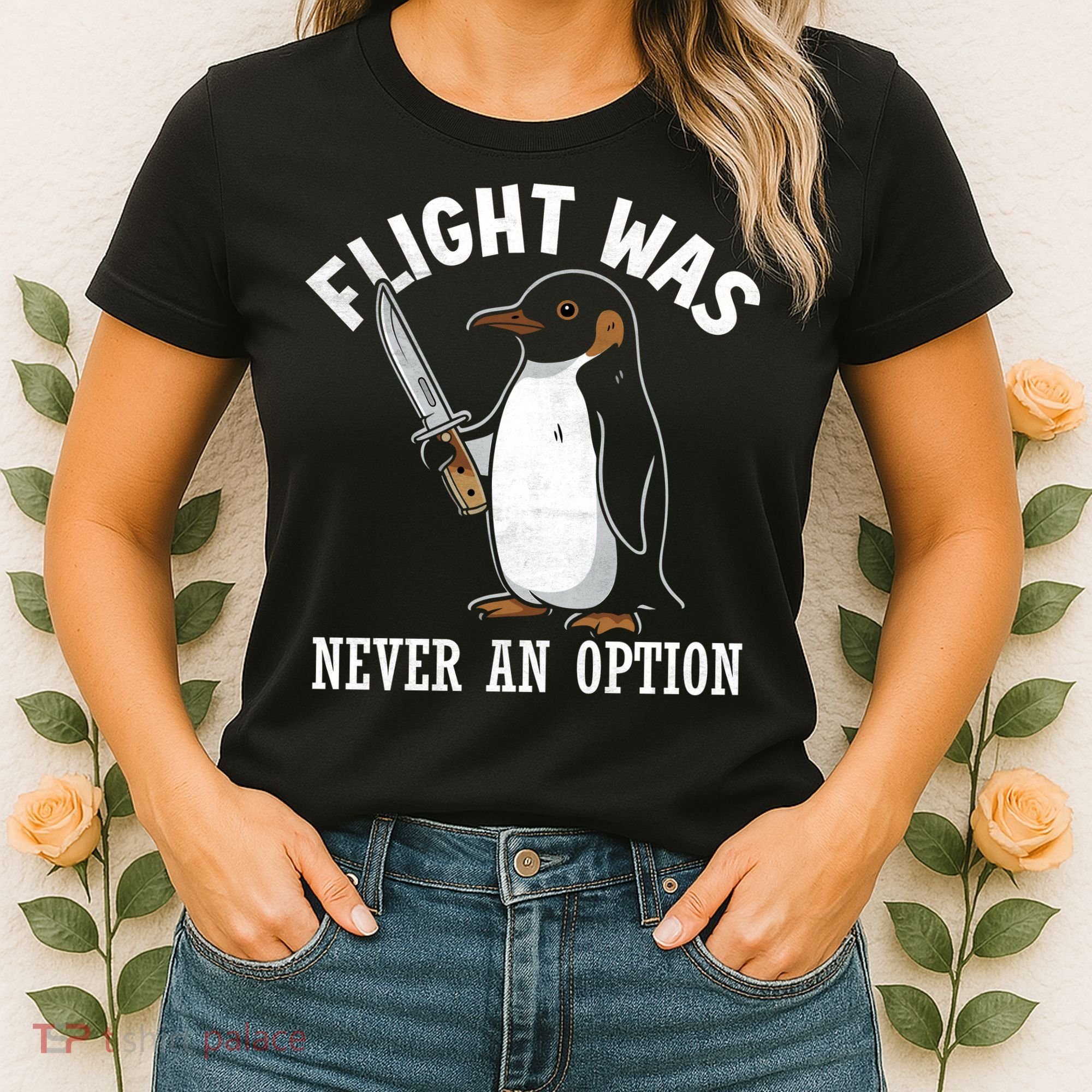 Flight Was Never An Option Funny Penguin Meme Women's T-Shirt