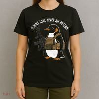 Flight Was Never An Option Tactical Penguin Funny Meme T-Shirt thumb 4
