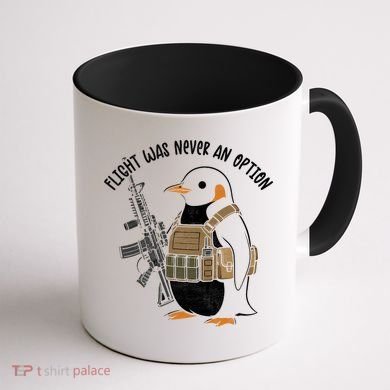 Flight Was Never An Option Tactical Penguin Funny Meme Coffee Mug back