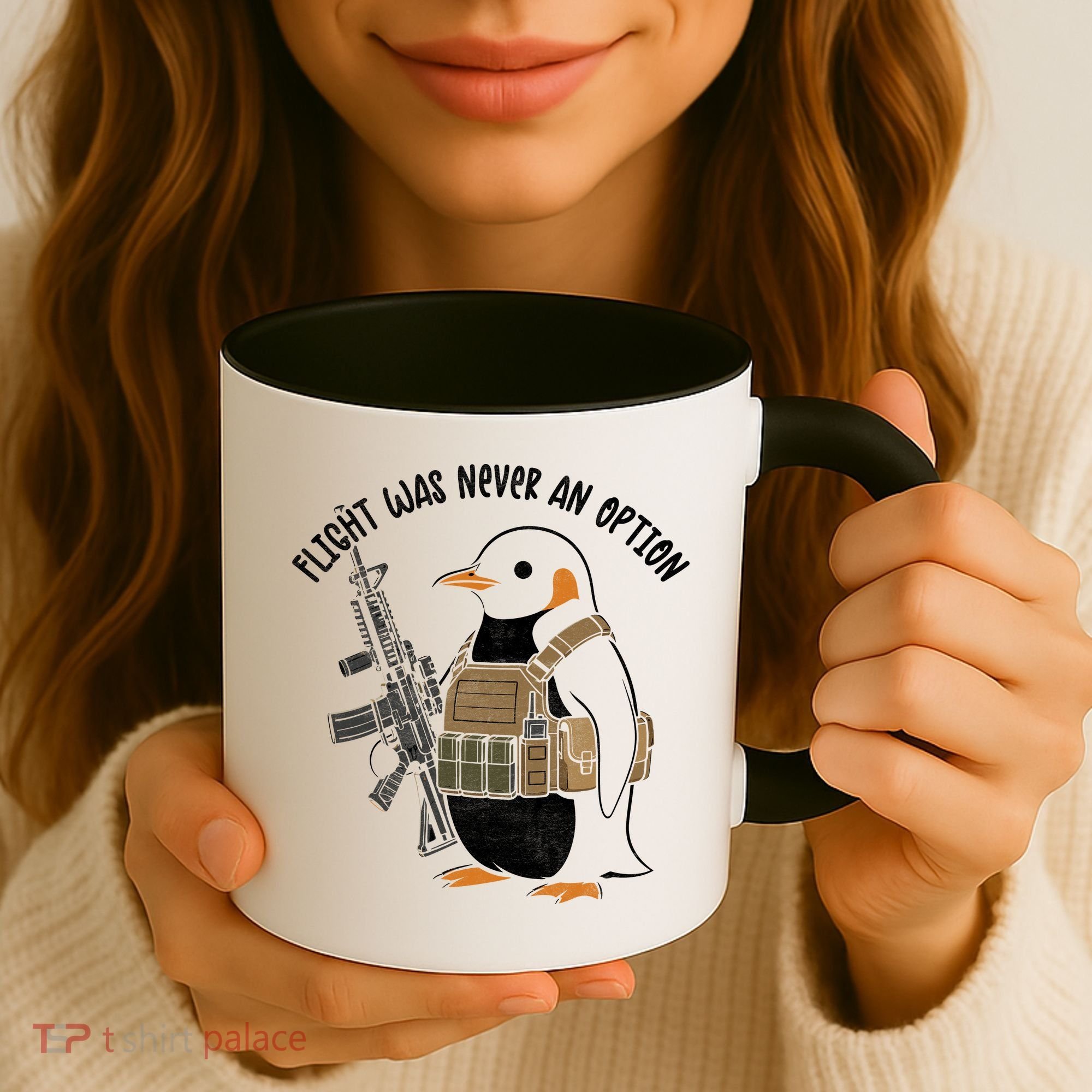 Flight Was Never An Option Tactical Penguin Funny Meme Coffee Mug