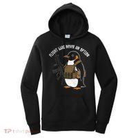 Flight Was Never An Option Tactical Penguin Funny Meme Women's Hoodie thumb 0