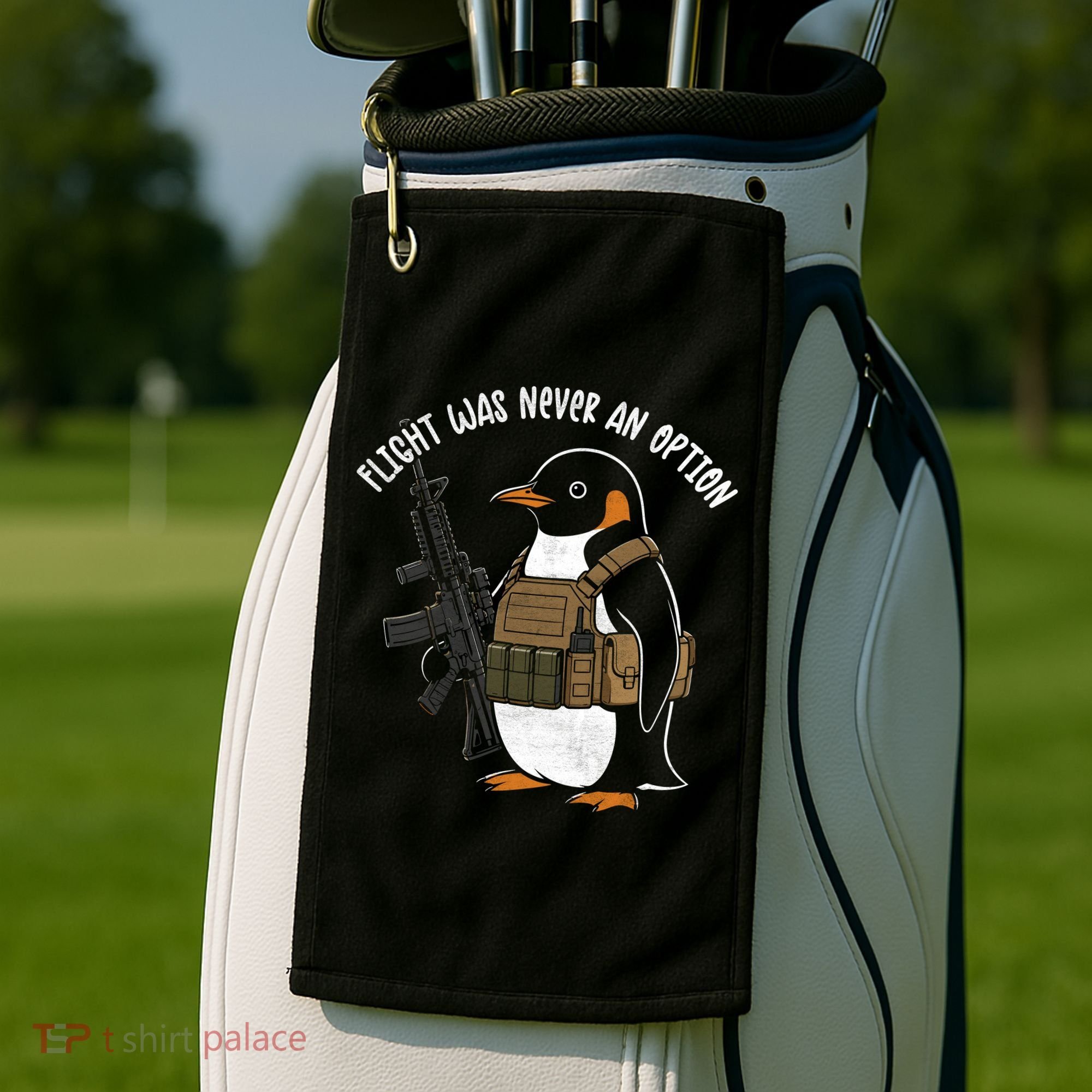 Flight Was Never An Option Tactical Penguin Funny Meme Golf Towel