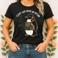 Flight Was Never An Option Tactical Penguin Funny Meme Women's T-Shirt thumb 2