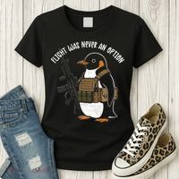 Flight Was Never An Option Tactical Penguin Funny Meme Women's T-Shirt thumb 3