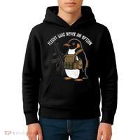 Flight Was Never An Option Tactical Penguin Funny Meme Kids Hoodie thumb 4