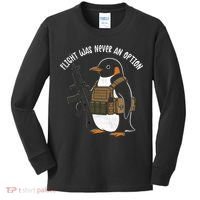 Flight Was Never An Option Tactical Penguin Funny Meme Kids Long Sleeve Shirt thumb 0