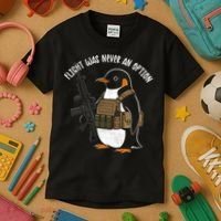 Flight Was Never An Option Tactical Penguin Funny Meme Kids T-Shirt thumb 3