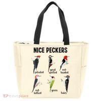 Funny Woodpecker Nice Peckers Bird Watching Tote Bag thumb 0