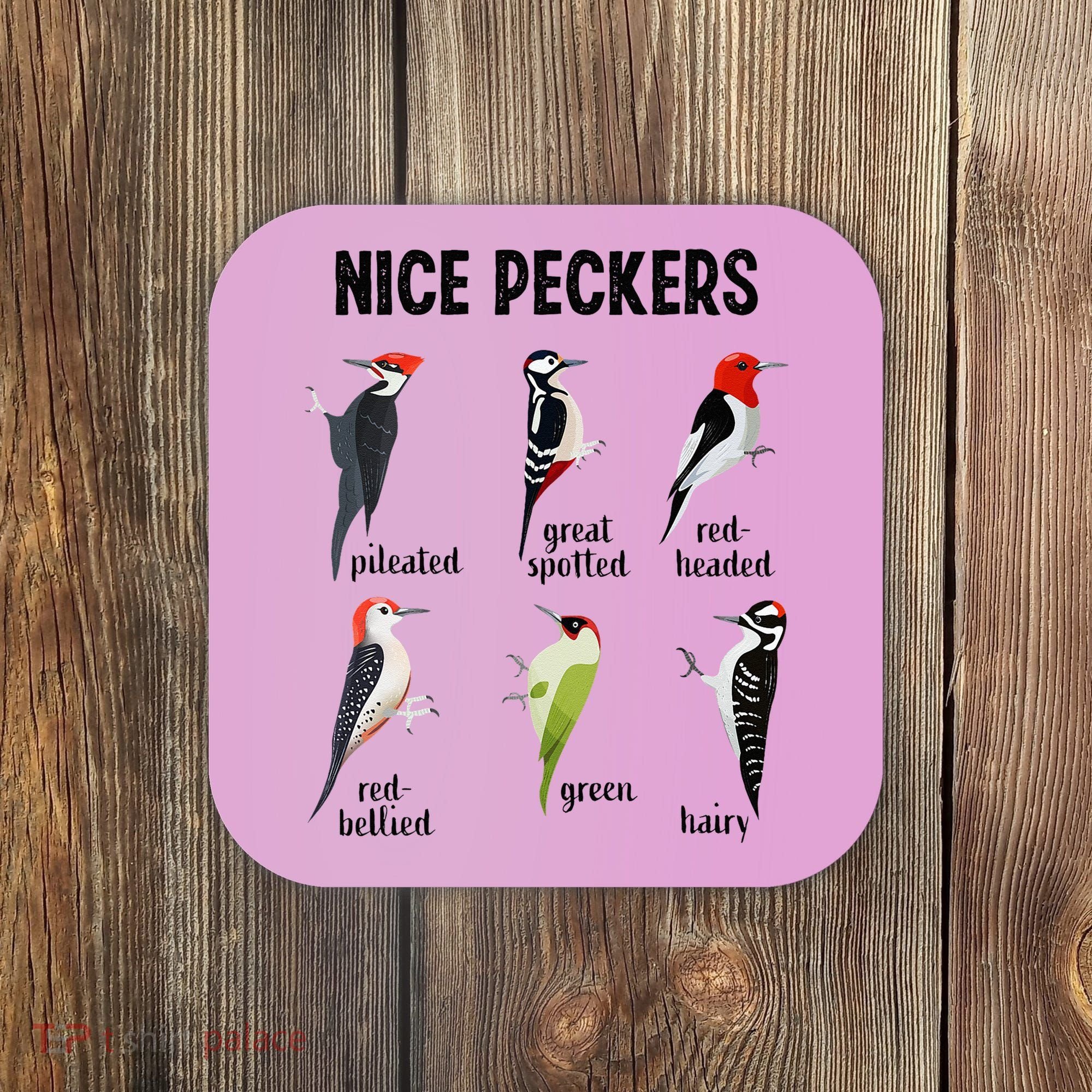Funny Woodpecker Nice Peckers Bird Watching Coaster