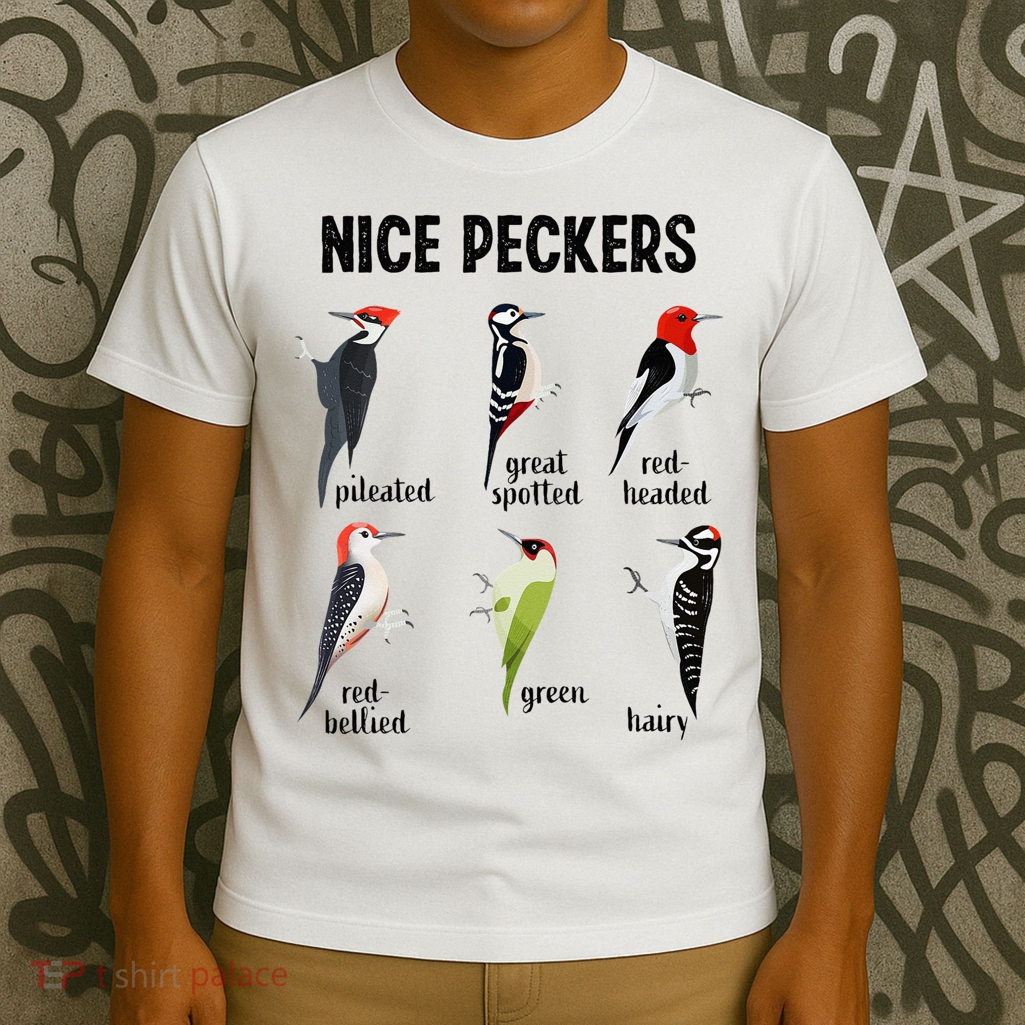 Funny Woodpecker Nice Peckers Bird Watching T-Shirt