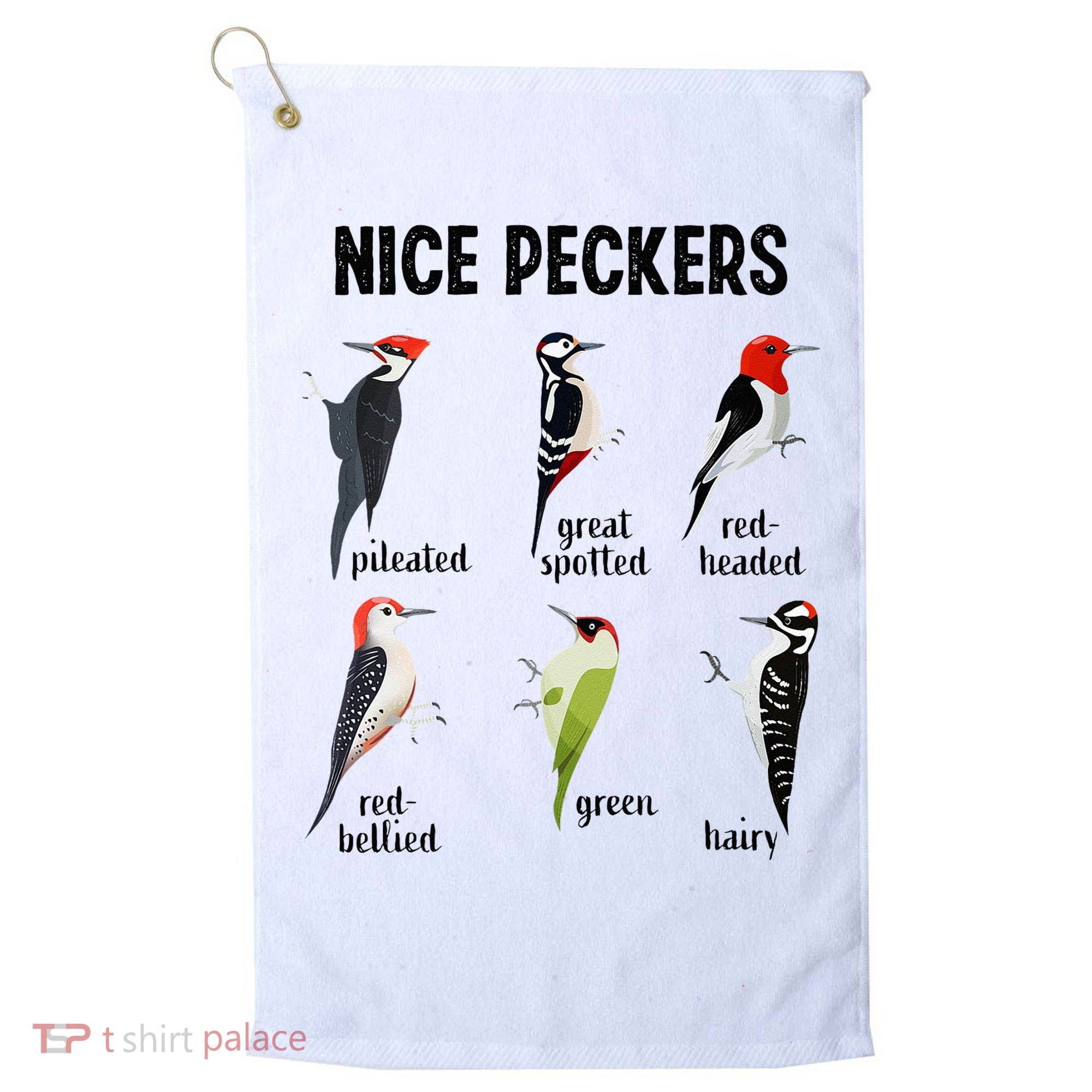 Funny Woodpecker Nice Peckers Bird Watching Golf Towel
