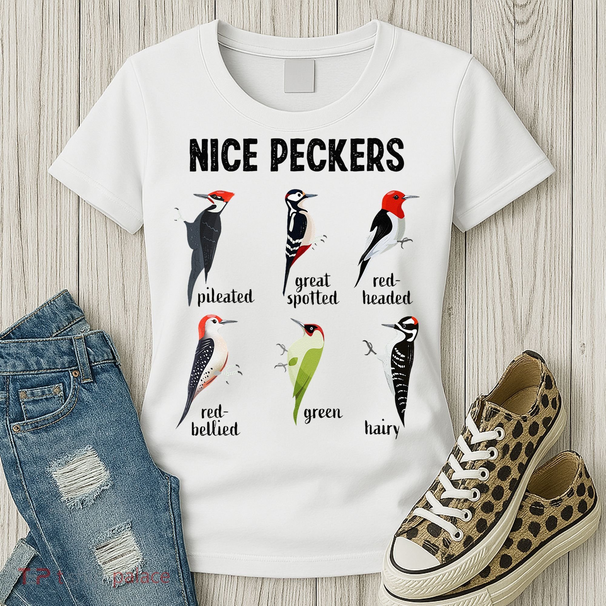 Funny Woodpecker Nice Peckers Bird Watching Women's T-Shirt
