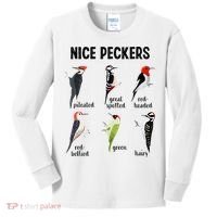 Funny Woodpecker Nice Peckers Bird Watching Kids Long Sleeve Shirt thumb 0