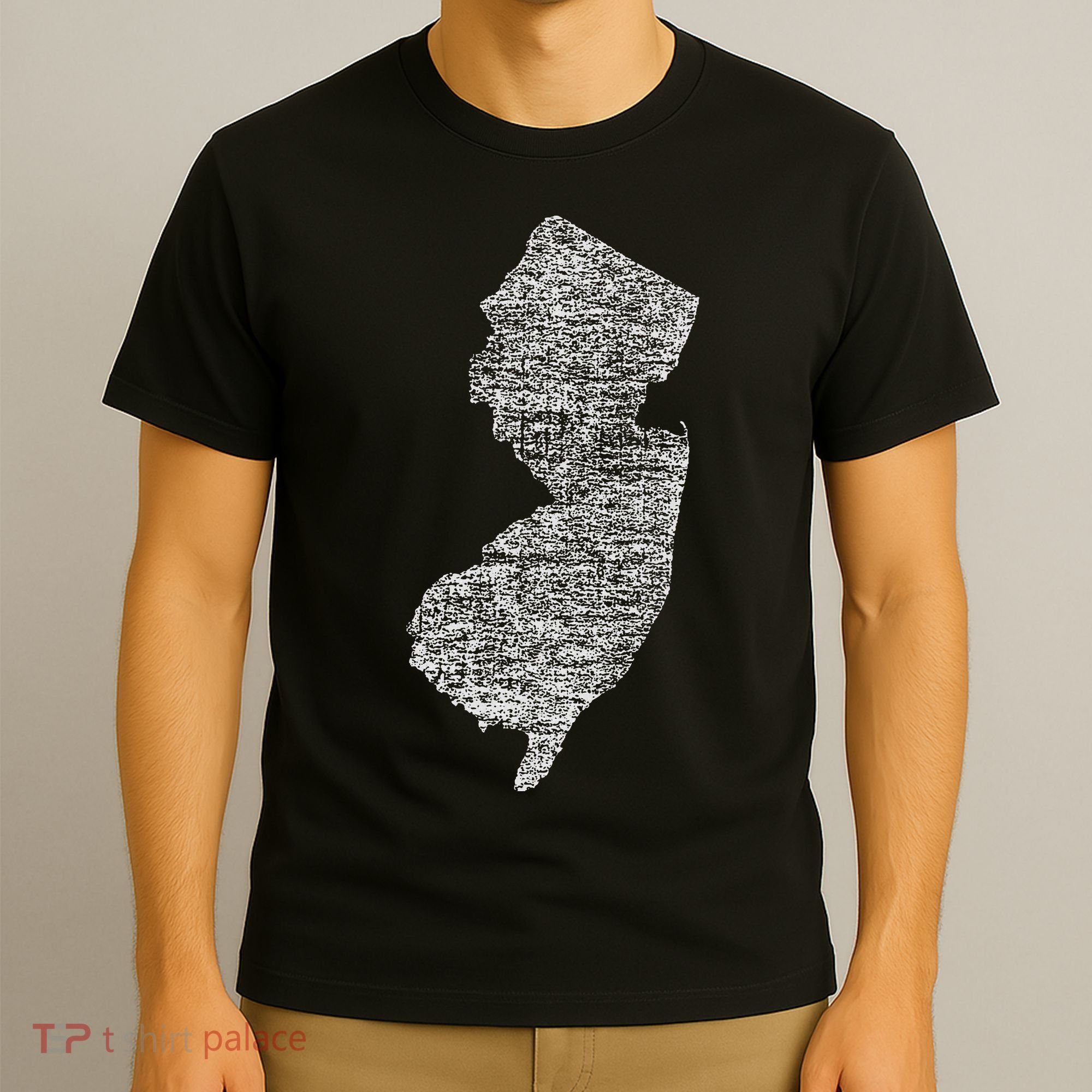 Faded White New Jersey State T-Shirt