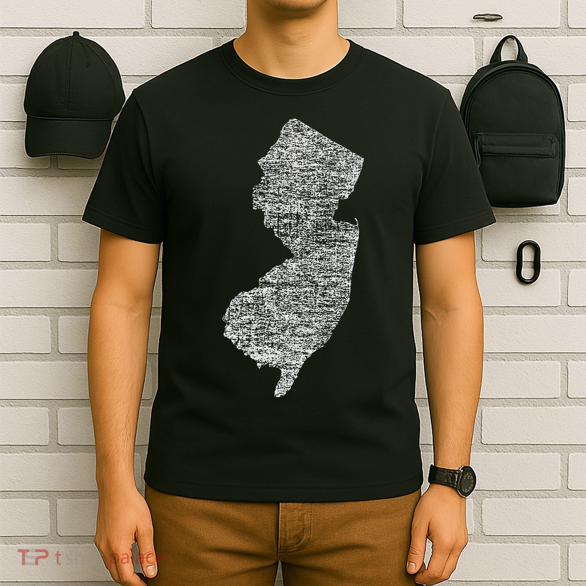 Faded White New Jersey State T-Shirt